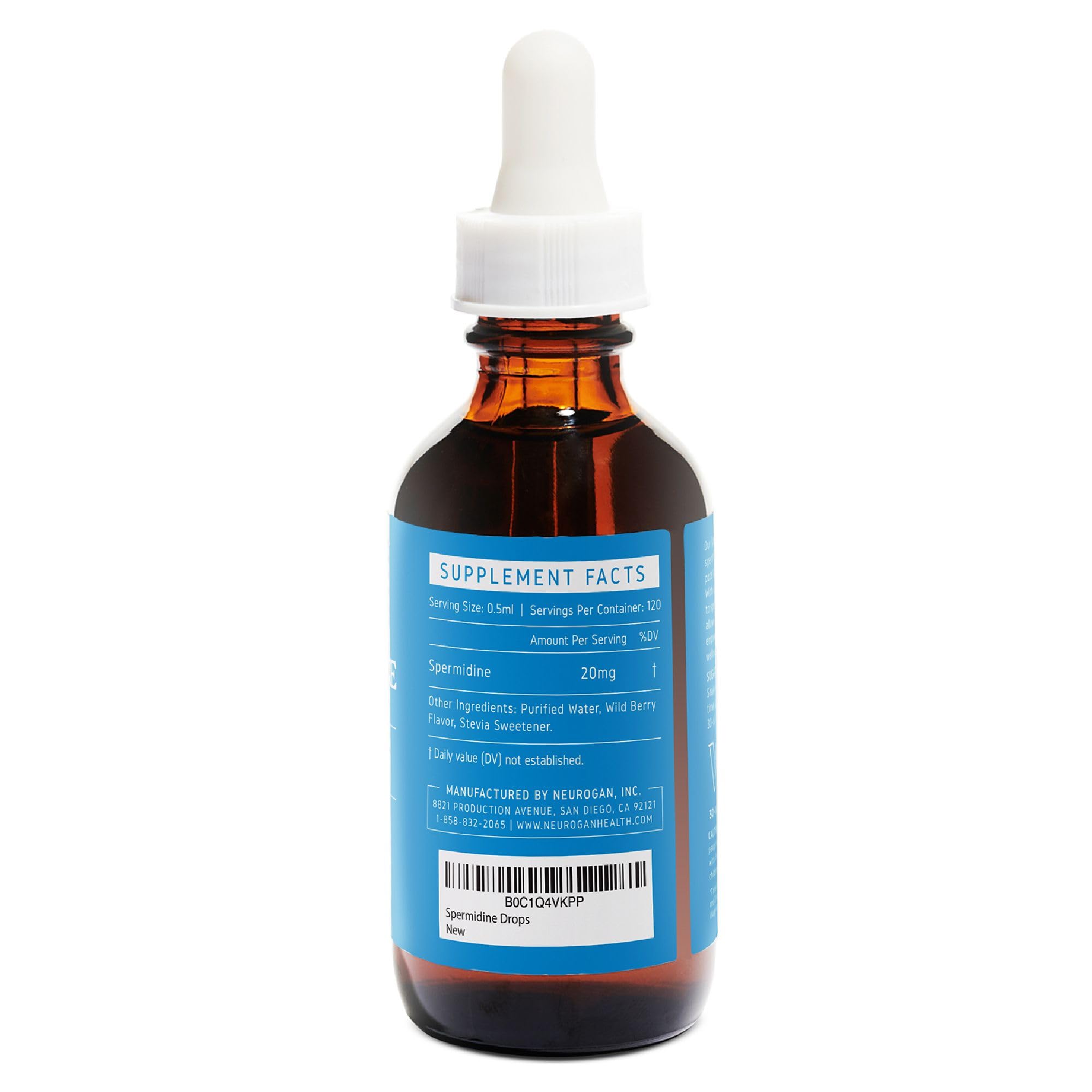 Neurogan Spermidine liquid in amber bottle preserves freshness for consistent servings.