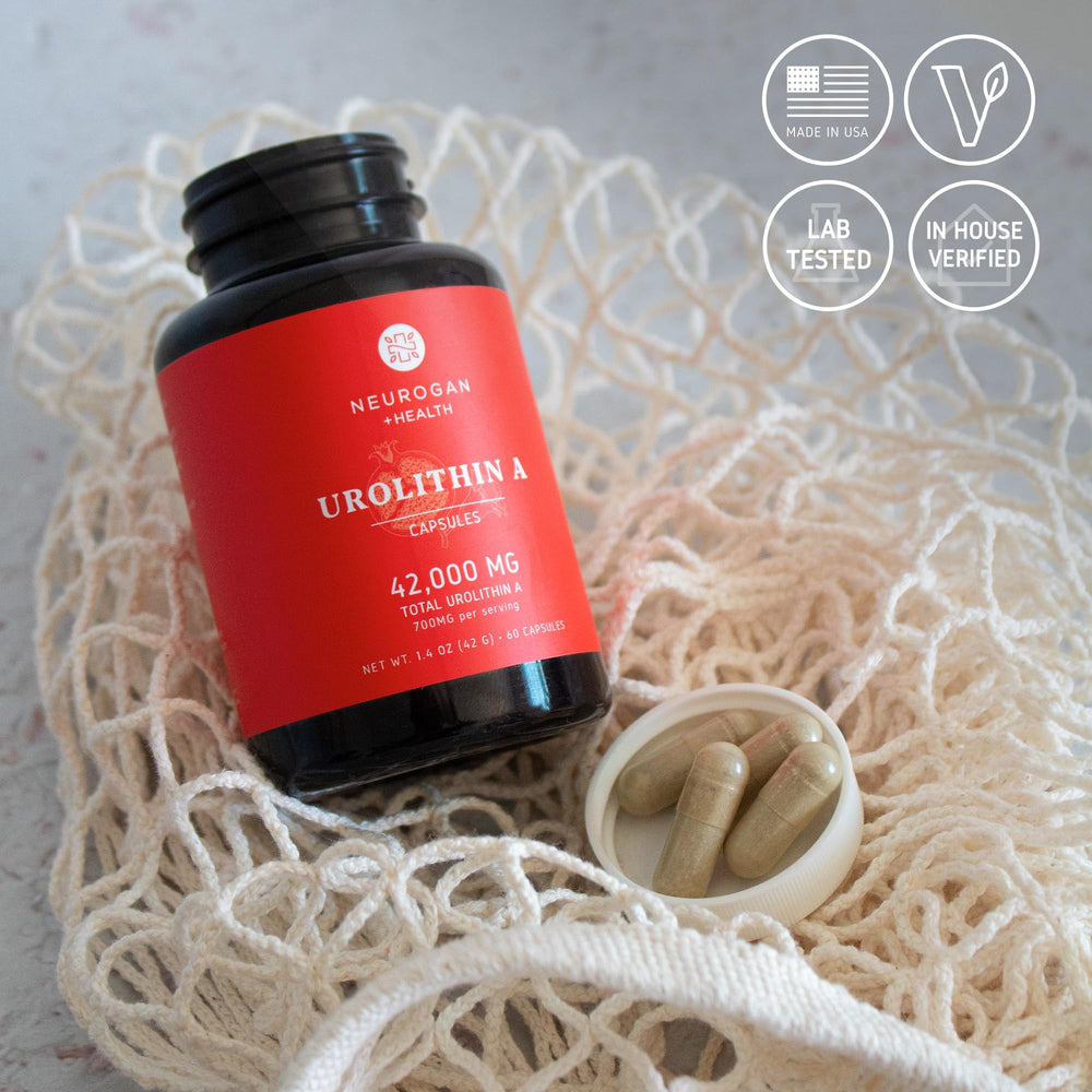 Neurogan Urolithin A made-in-USA seal underscores manufacturing standards.