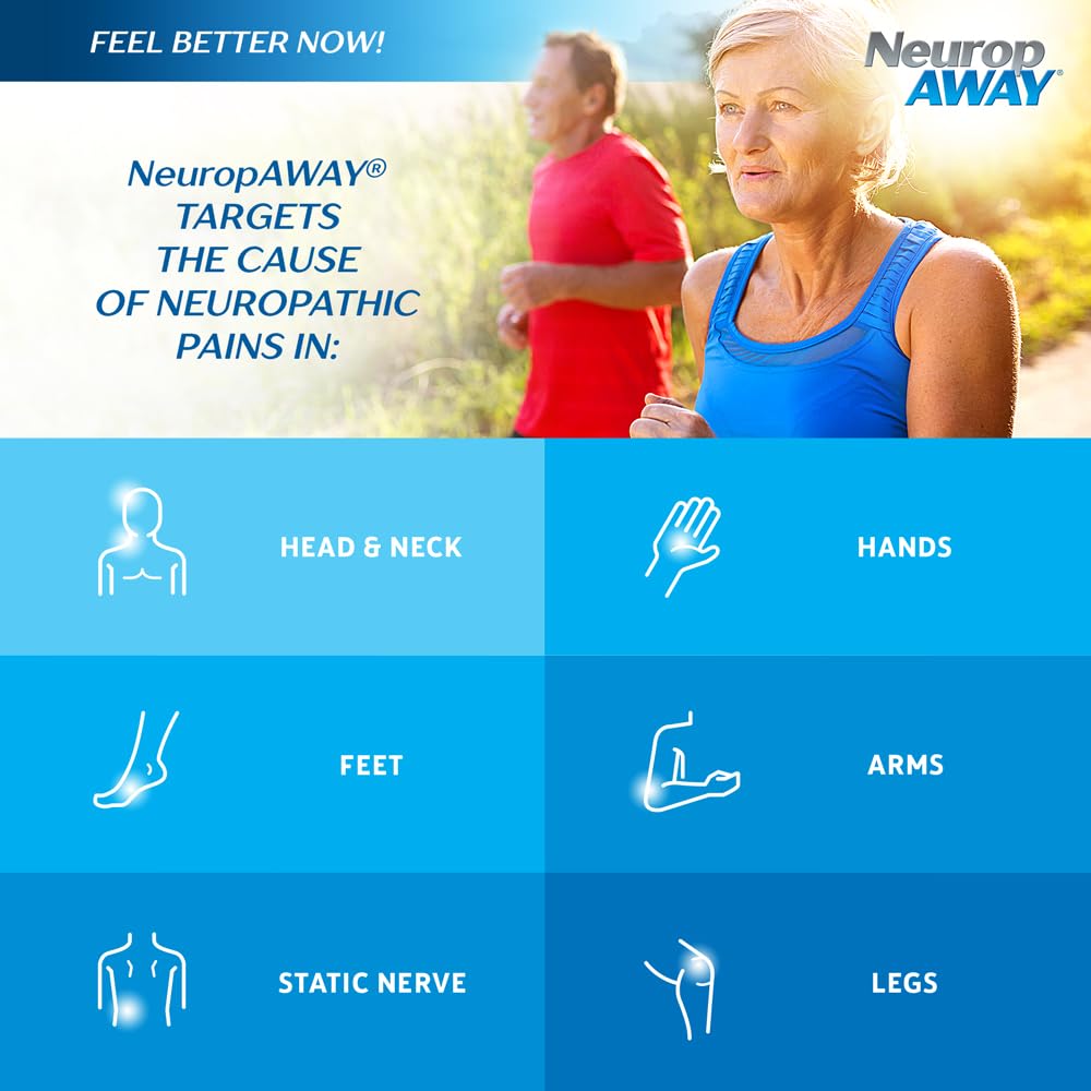 NeuropAWAY capsules close-up displaying exact dosage for daily use.