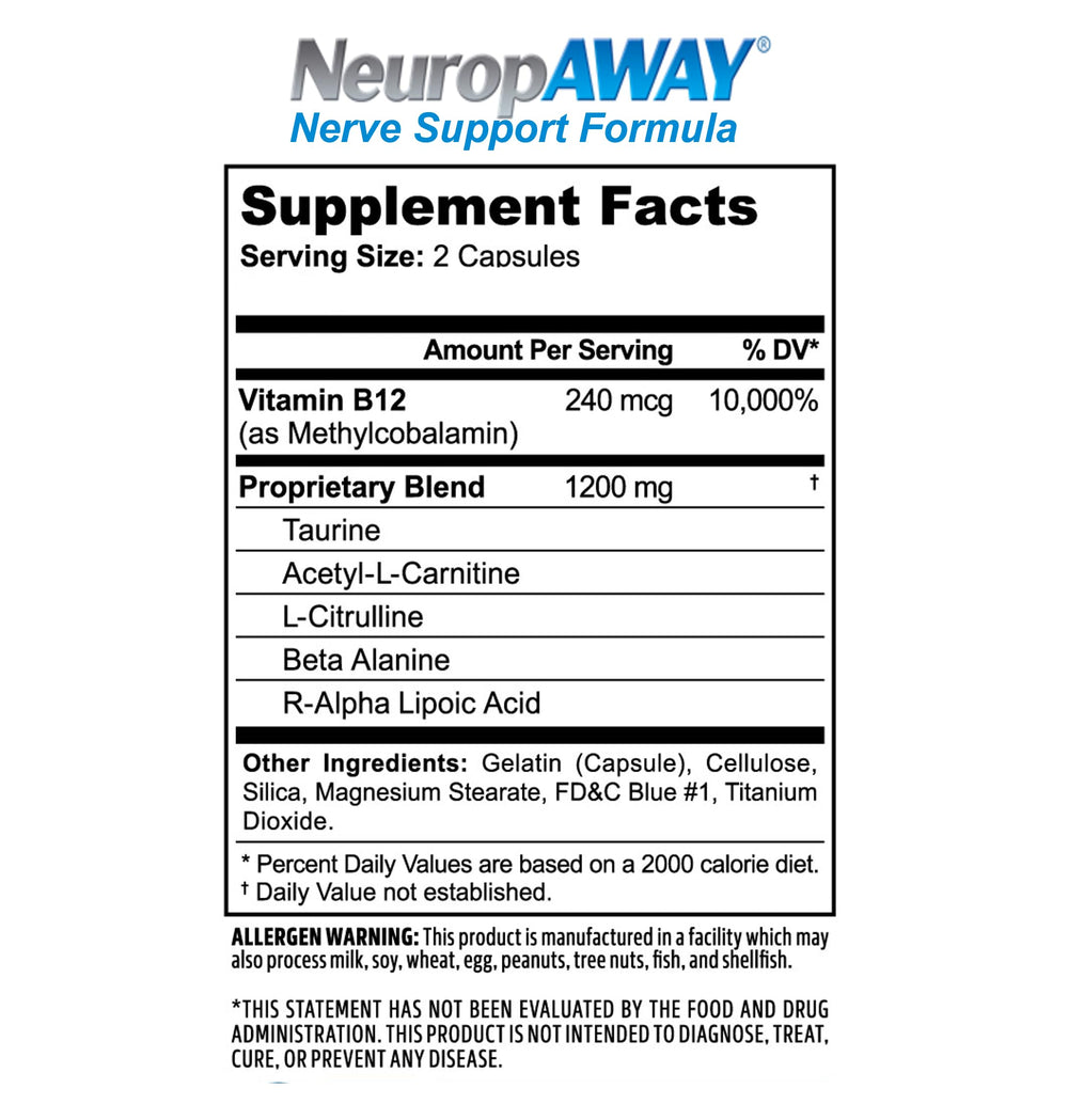 Lifestyle shot of NeuropAWAY bottles supporting daily vitality.