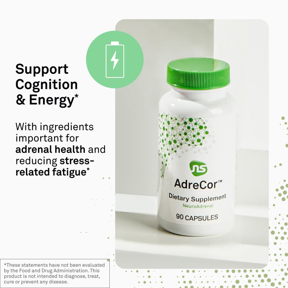 Capsules close-up showing AdreCor capsules with essential nutrients.