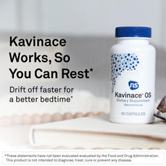 Label detail of NeuroScience Kavinace OS highlighting melatonin and L-theanine.