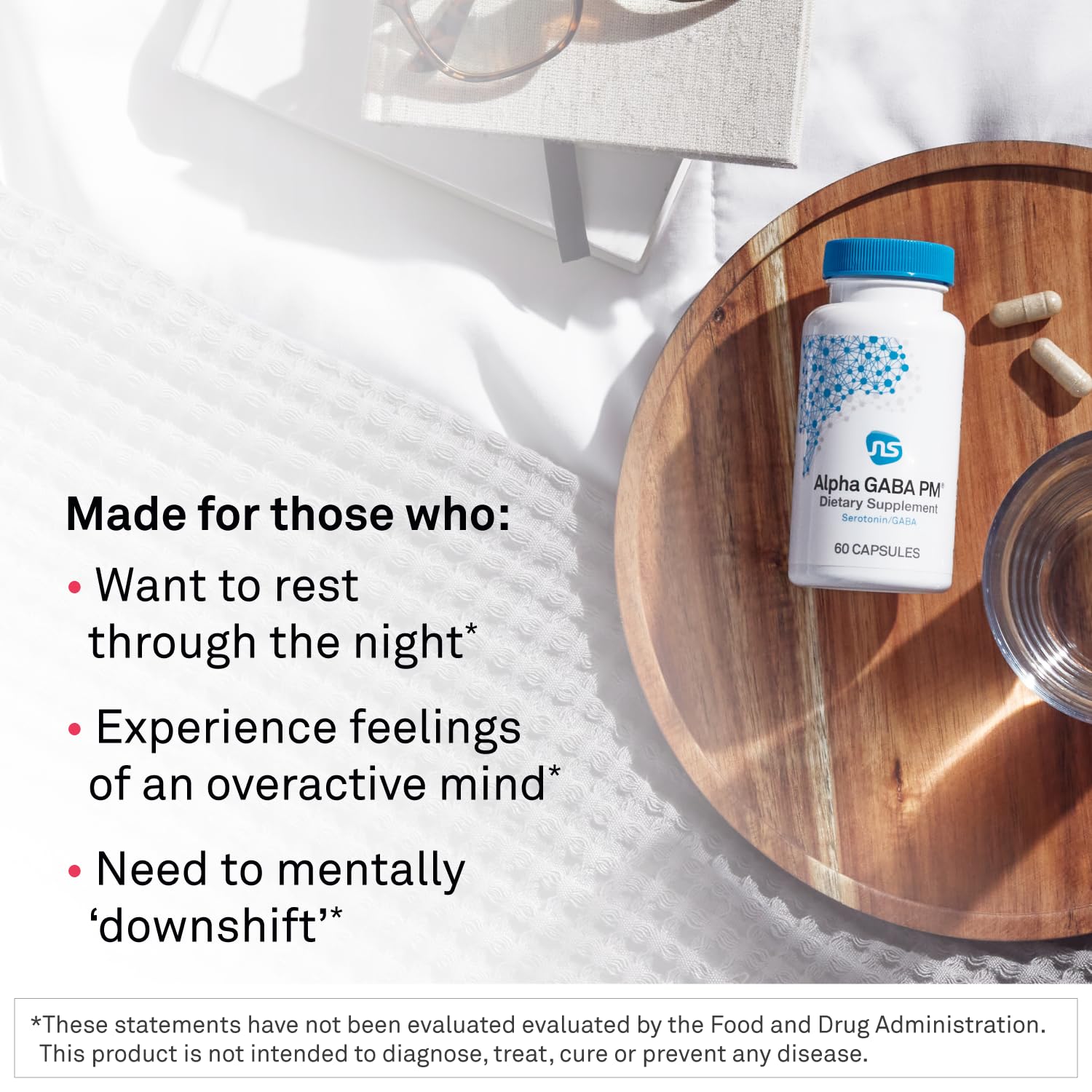 NeuroScience GABA PM micro-encapsulated valerian root visual suggests soothing night-time calm.