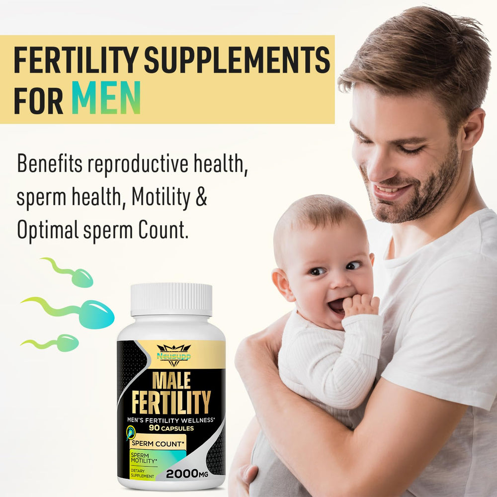 Neusupp Fertility Supplements capsules close-up highlighting the 90-count bottle