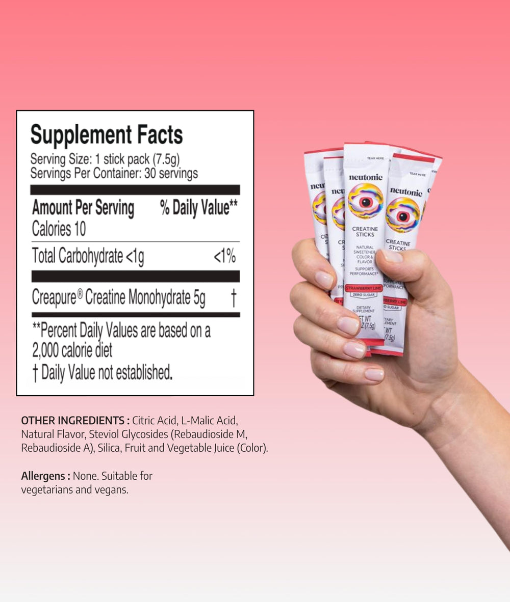 Neutonic Creatine Monohydrate strawberry lime flavor mixed with water.