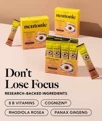 Neutonic stick pack close-up highlighting convenient, portable focus on the go
