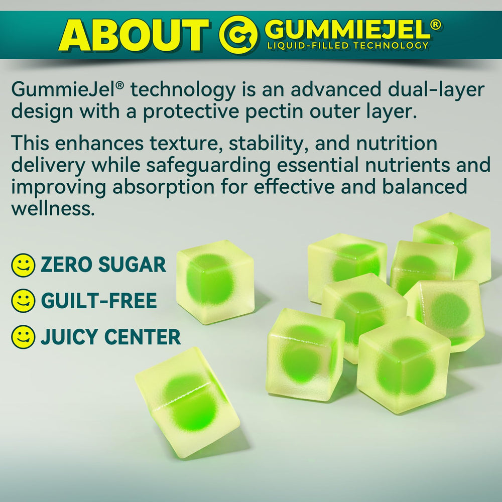 NEVISS Algae Omega-3 gummies eco-certified-emblem signals purity and non-GMO status.