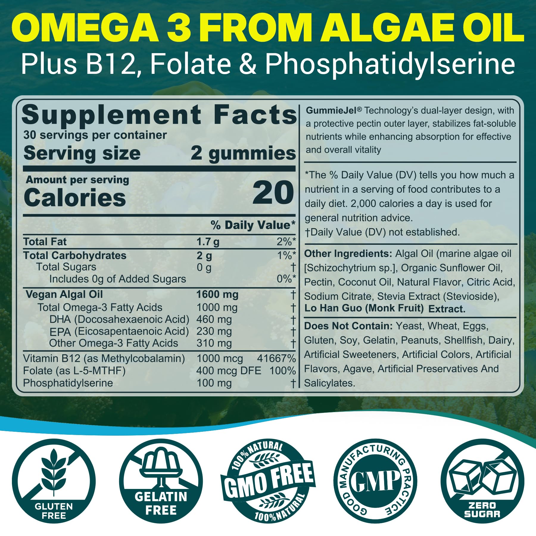 NEVISS Algae Omega-3 gummies two-pack front shows convenient, sustainable omega-3 for ongoing support.