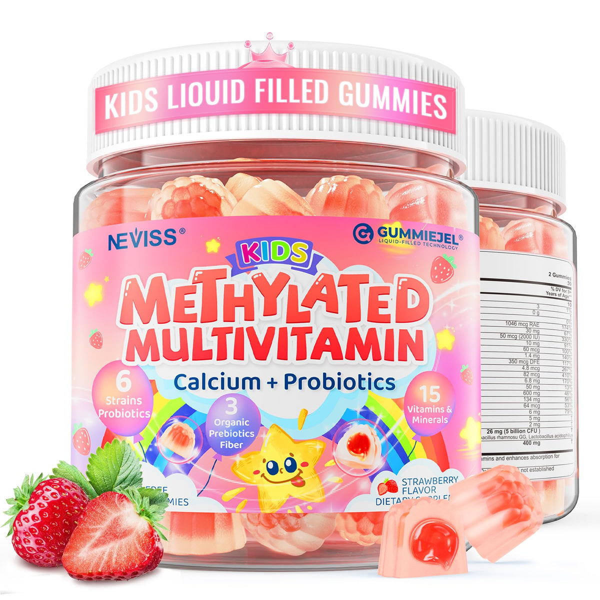 NEVISS Kids Multivitamin Gummies bottle shown for convenient daily nutrition support.