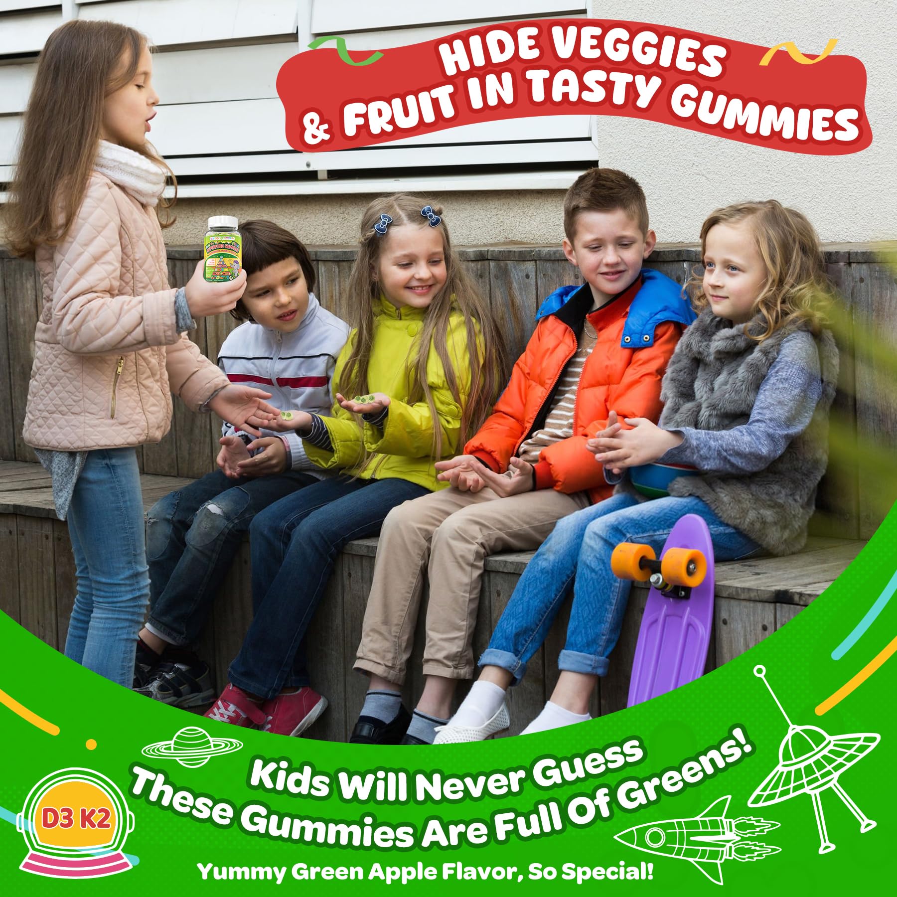 NEVISS Kids Super Greens organic fruits — blueberry and goji provide natural vitamins.