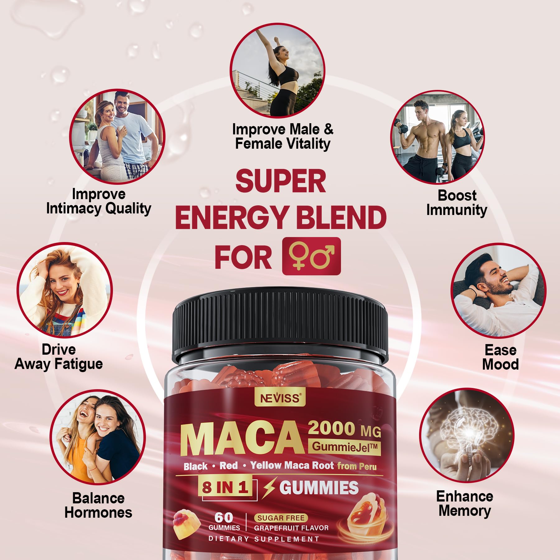 NEVISS gummies ingredients with ashwagandha and zinc for adaptive support