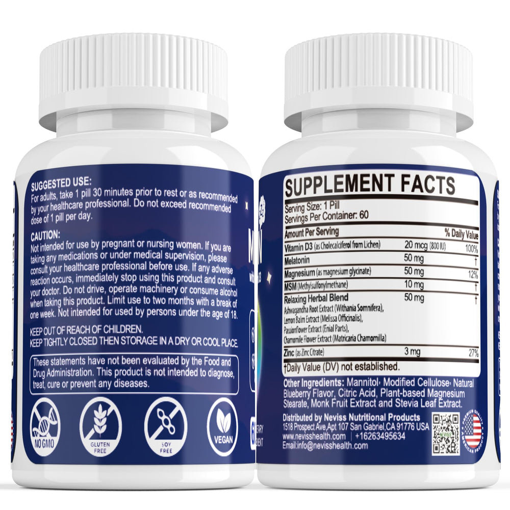GMP certified NEVISS production symbol beside the bottle