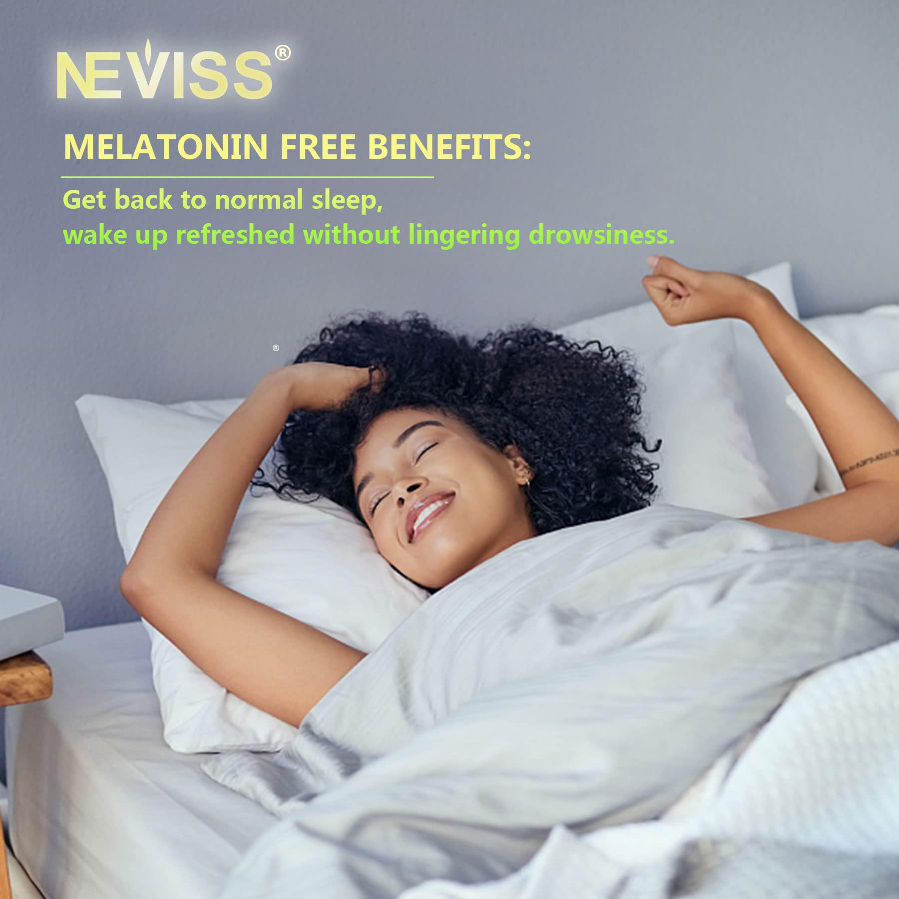 NEVISS lemon slices and bottle convey natural ingredients and vegan formula.