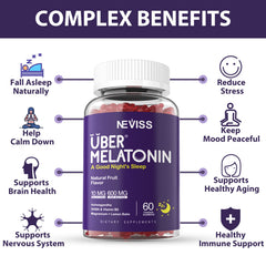 NEVISS Melatonin Gummies ingredients highlight ashwagandha and magnesium.