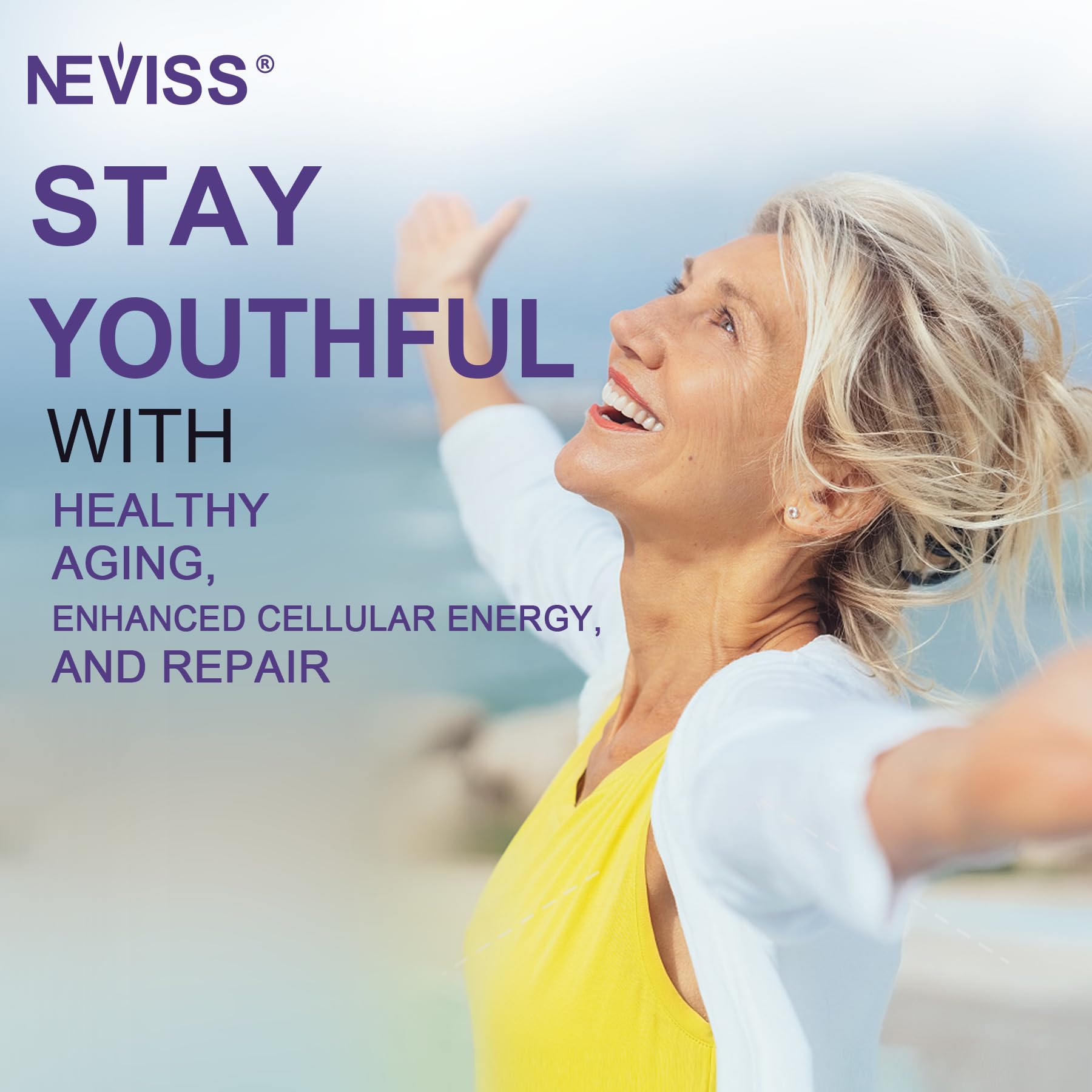 NEVISS label emphasizes non-GMO, gluten-free, and sugar-free formulation