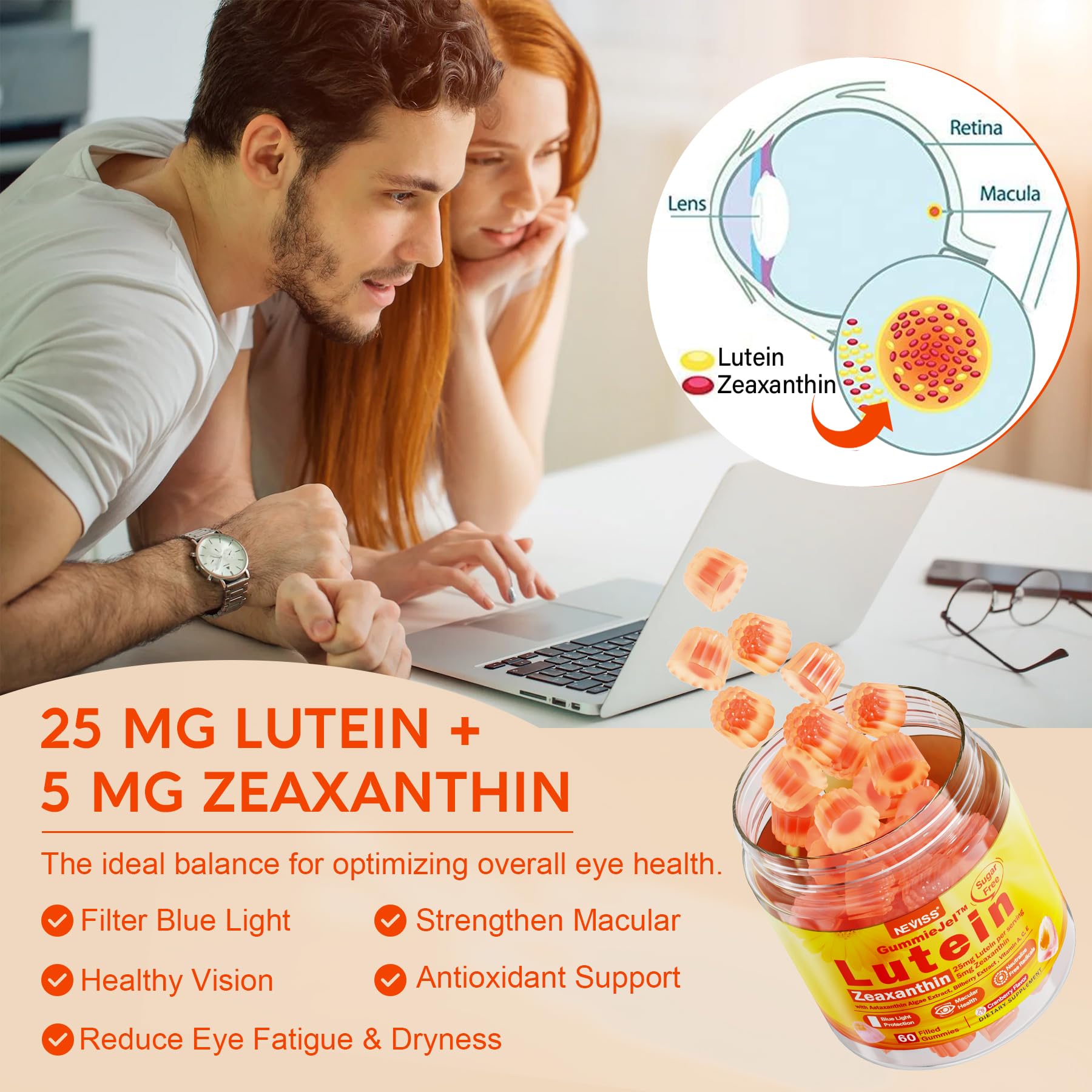 NEVISS ingredients bilberry and astaxanthin supporting antioxidant eye protection.