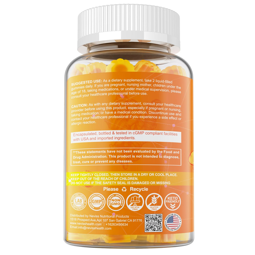 NEVISS Turmeric Gummies come in a 60‑count bottle for easy daily use