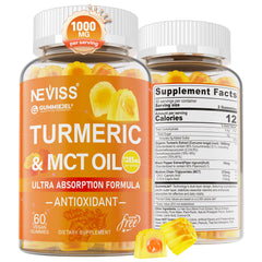 NEVISS Turmeric Gummies with liquid center delivering fast absorbing curcumin for daily vitality