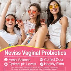 NEVISS 50B CFU probiotic blend visual indicating strong vaginal health support.