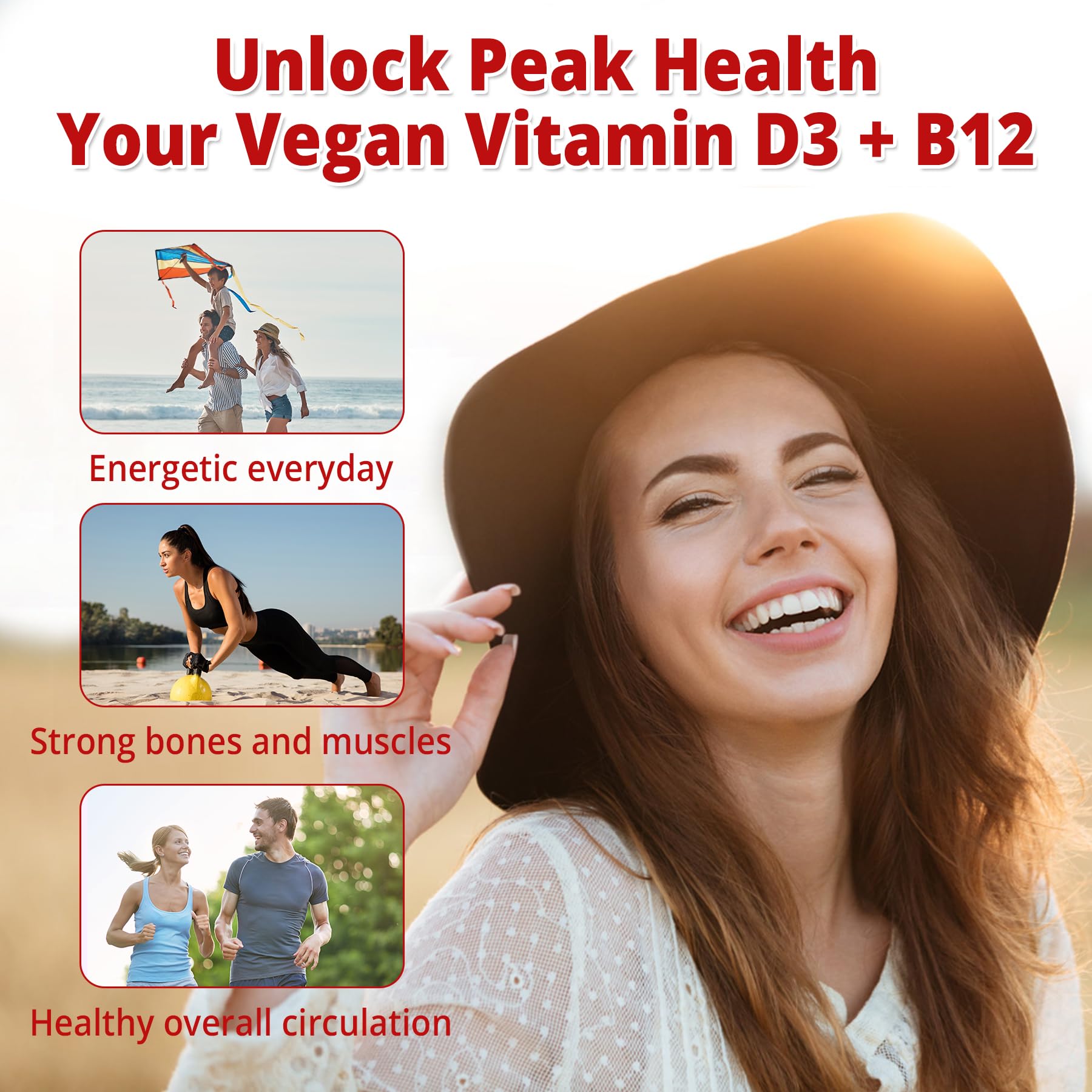 NEVISS vegan D3 + B12 gummies ingredient panel spotlights methylated B12 and vegan D3 sourcing.