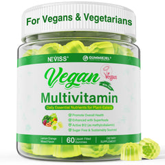 NEVISS vegan multivitamin bottle front for daily plant-based wellness.