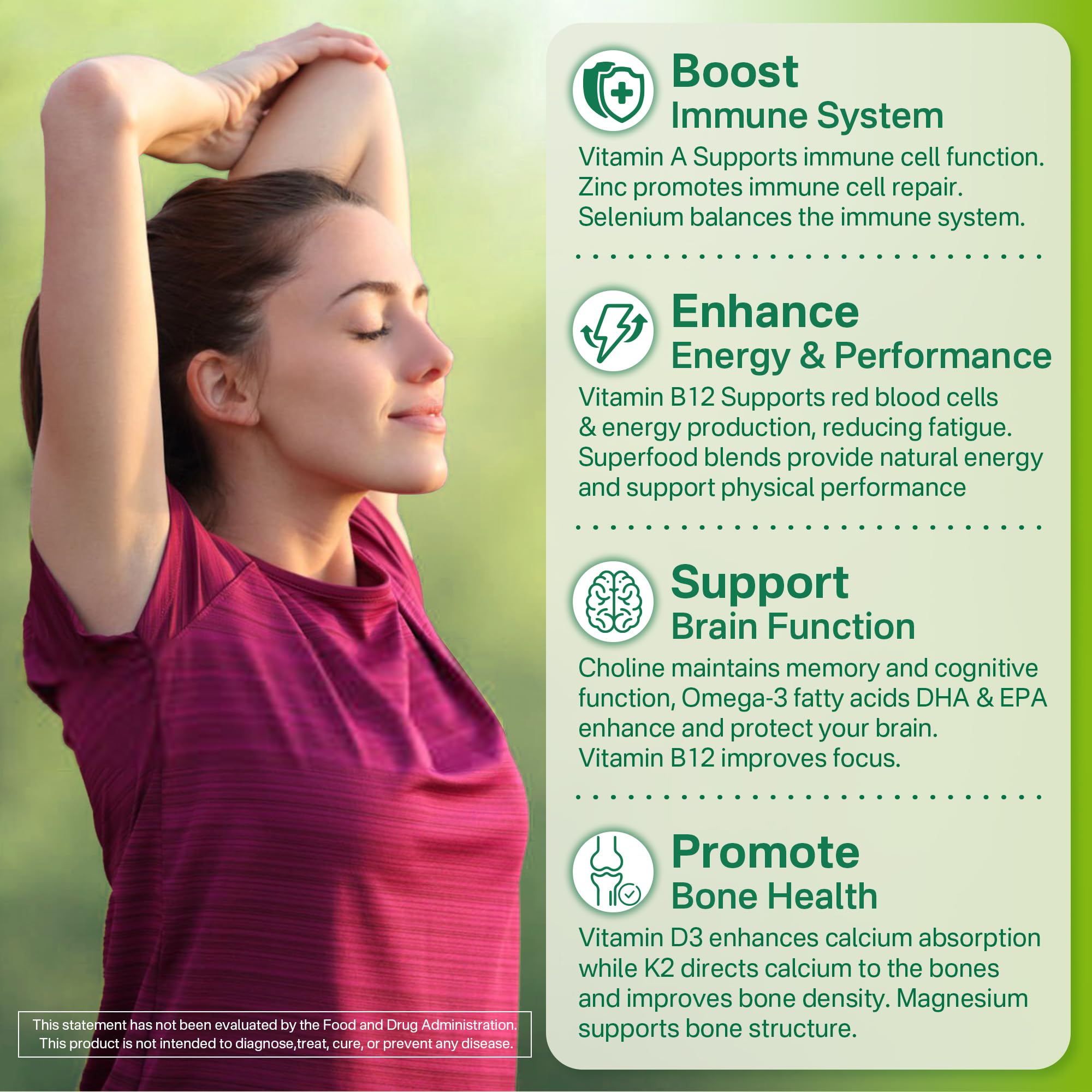 NEVISS D3 K2 B12 center view signals essential vitamin delivery for bone and energy.
