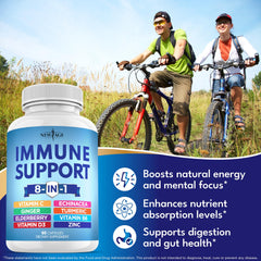 NEW AGE 8-in-1 immune ingredients blend highlights elderberry and zinc.