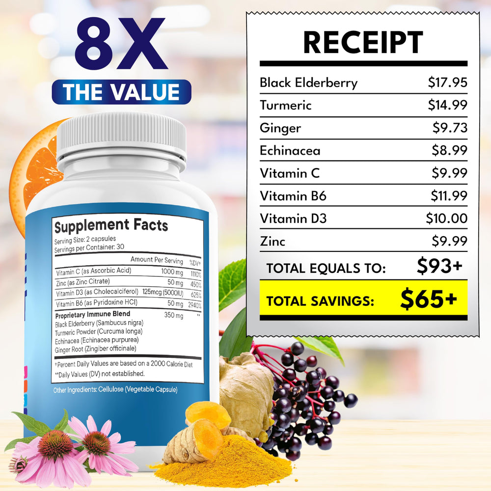 NEW AGE 8-in-1 immune zinc and vitamin C detail for antioxidant support.