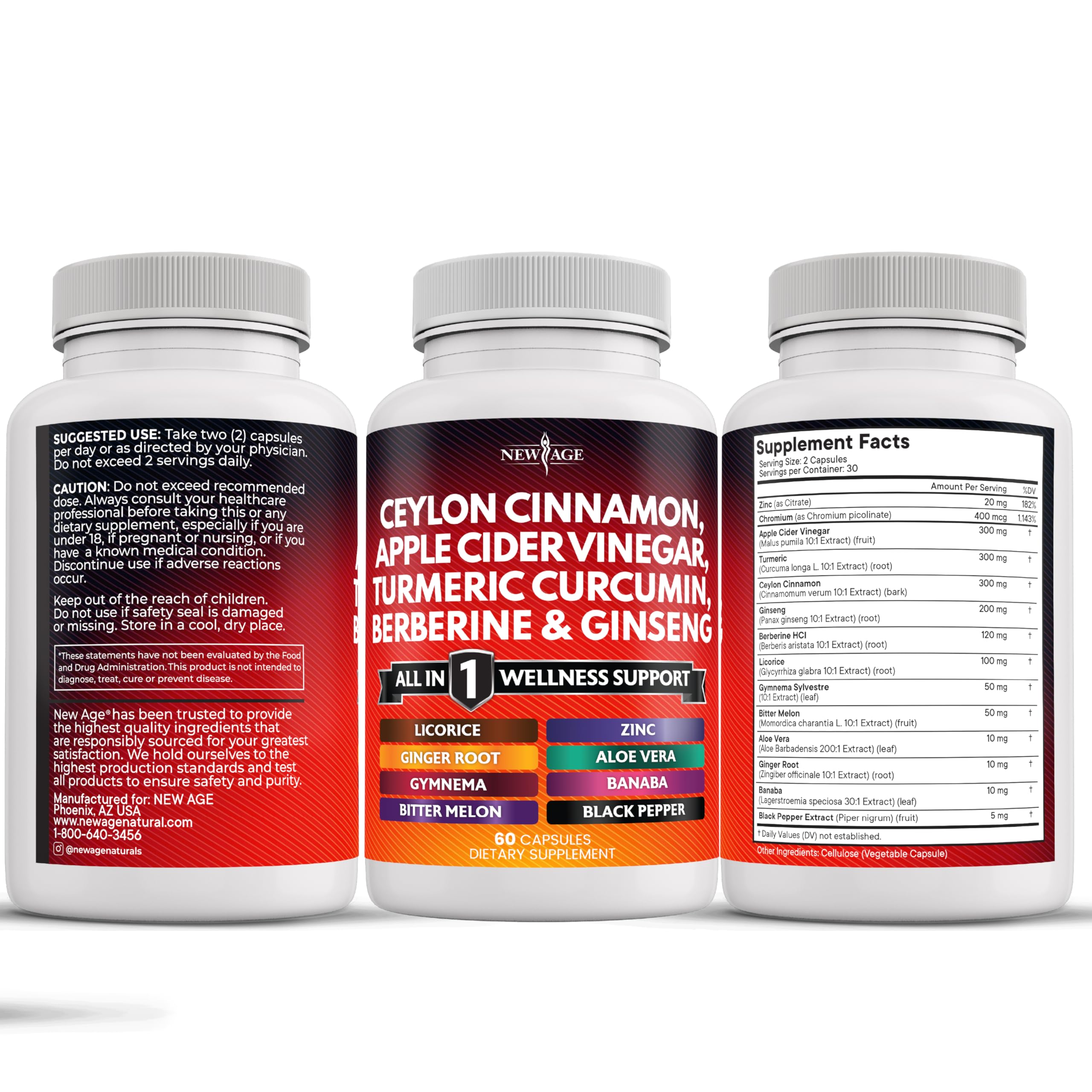 New Age all-in-one supplement bottle on shelf for daily wellness choices