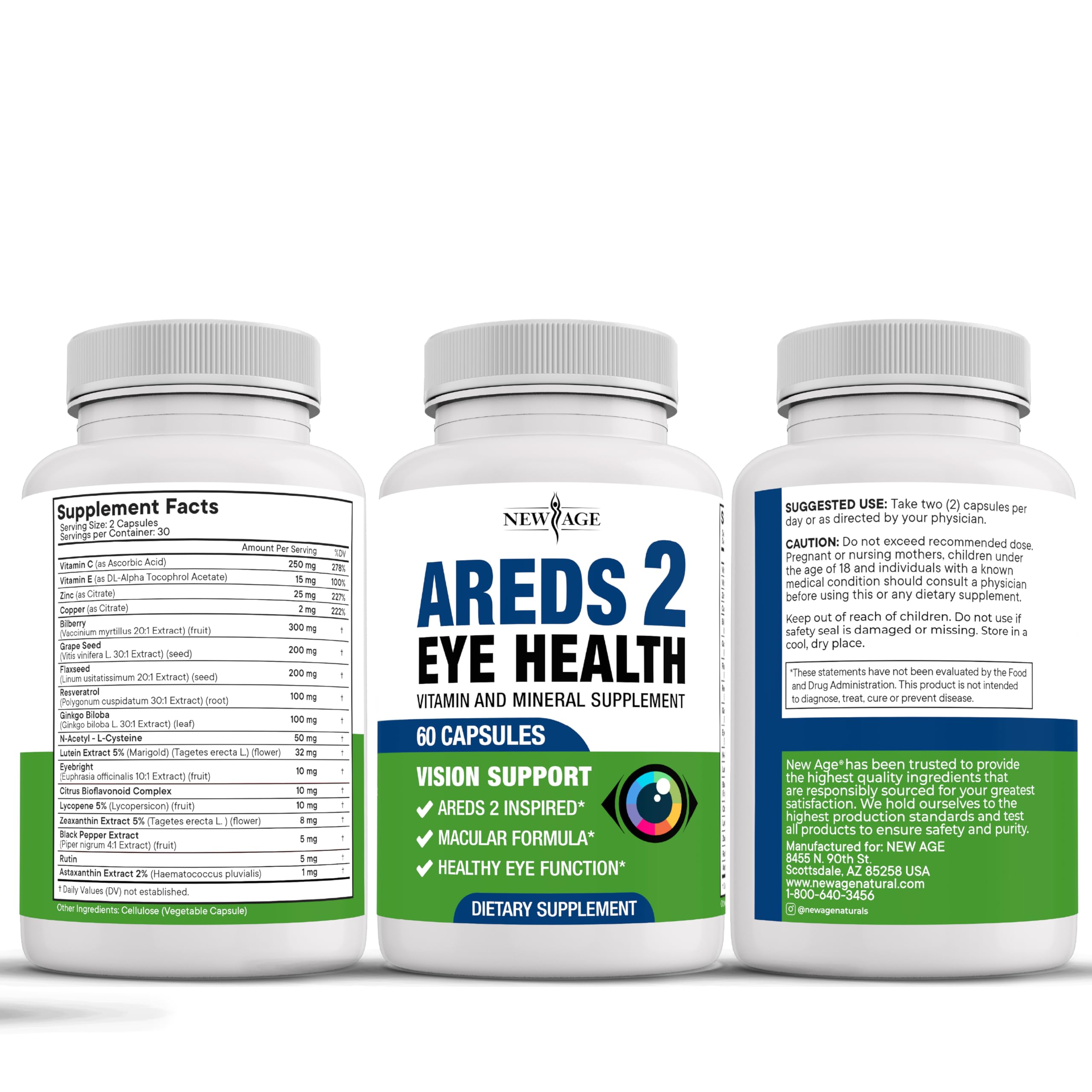 NEW AGE AREDS 2 packaging and seal conveys trust and safety for ongoing use.