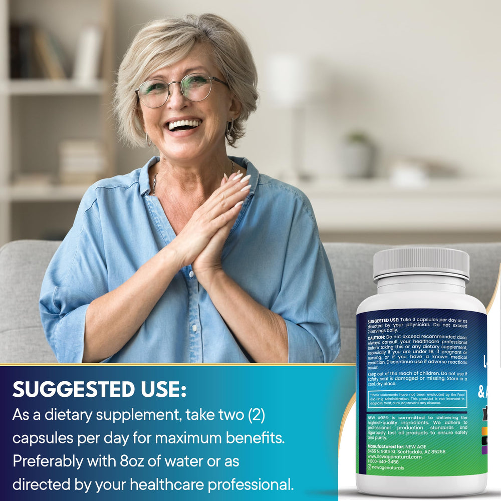 New Age Ashwagandha and Theanine blend emphasizes relaxation and focus.