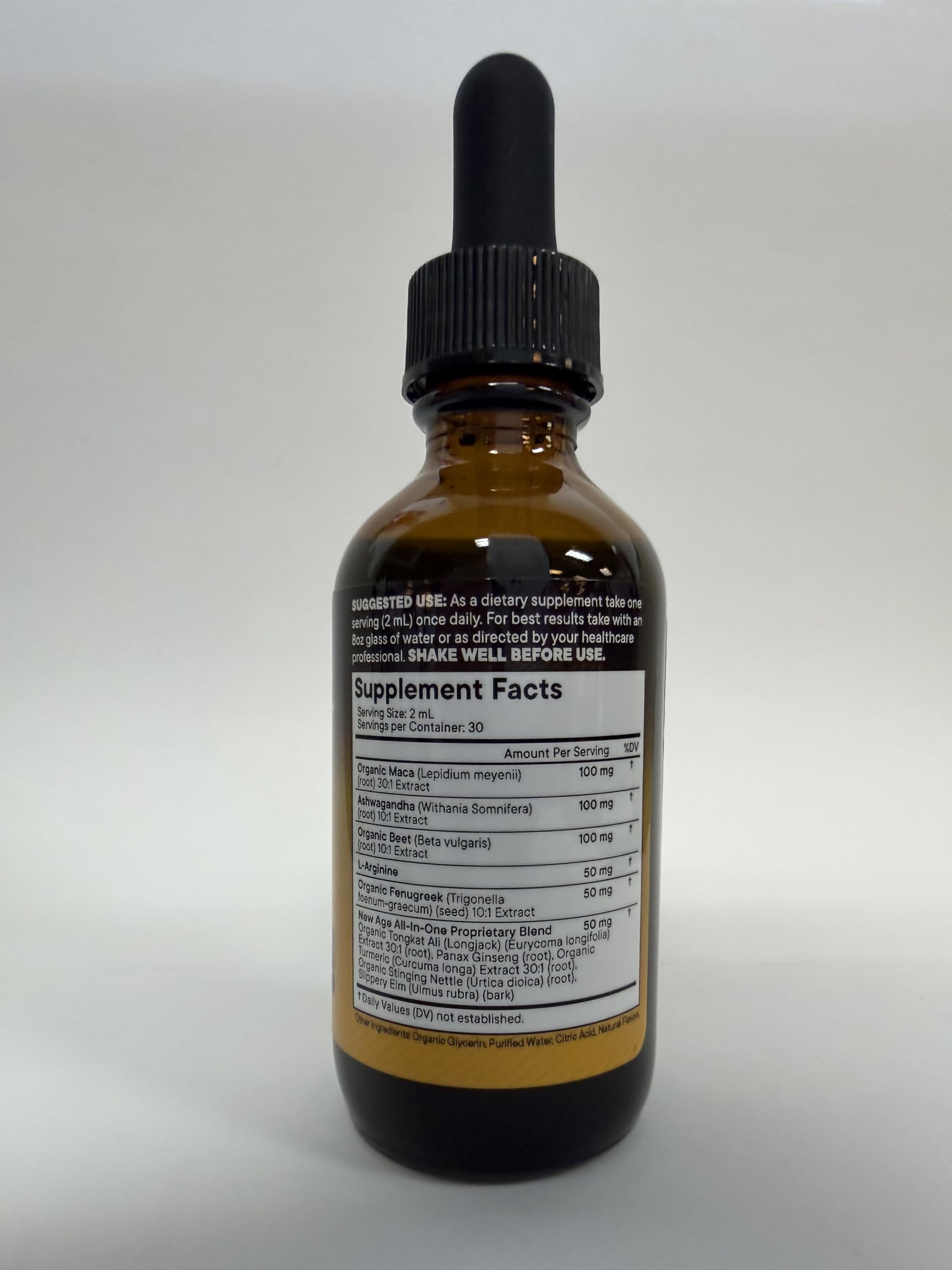 NEW AGE beet root and L-arginine liquid drops for vitality.