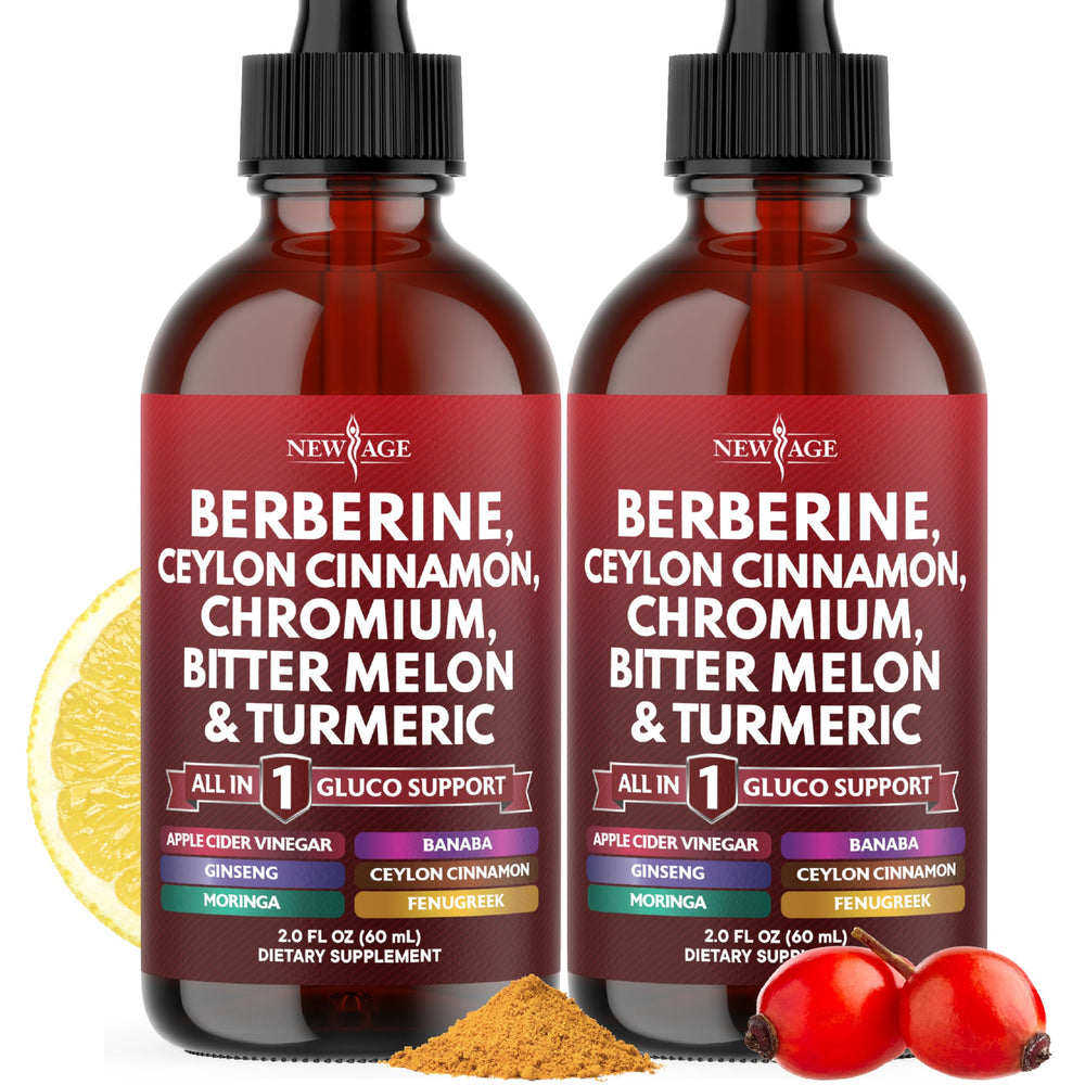 NEW AGE Berberine Cinnamon drops bottle on counter for easy daily use