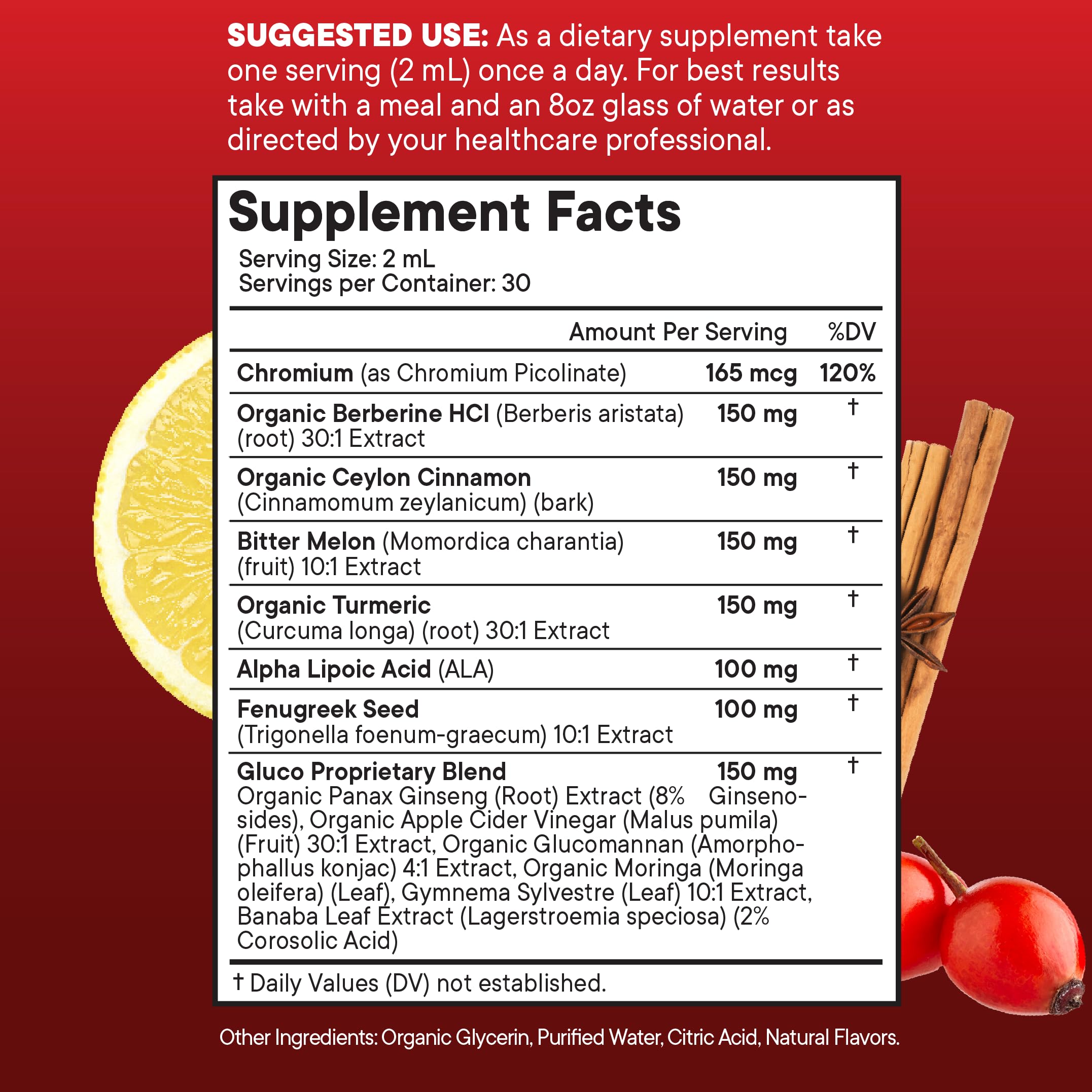NEW AGE Berberine Cinnamon drops ingredients laid out with natural blend
