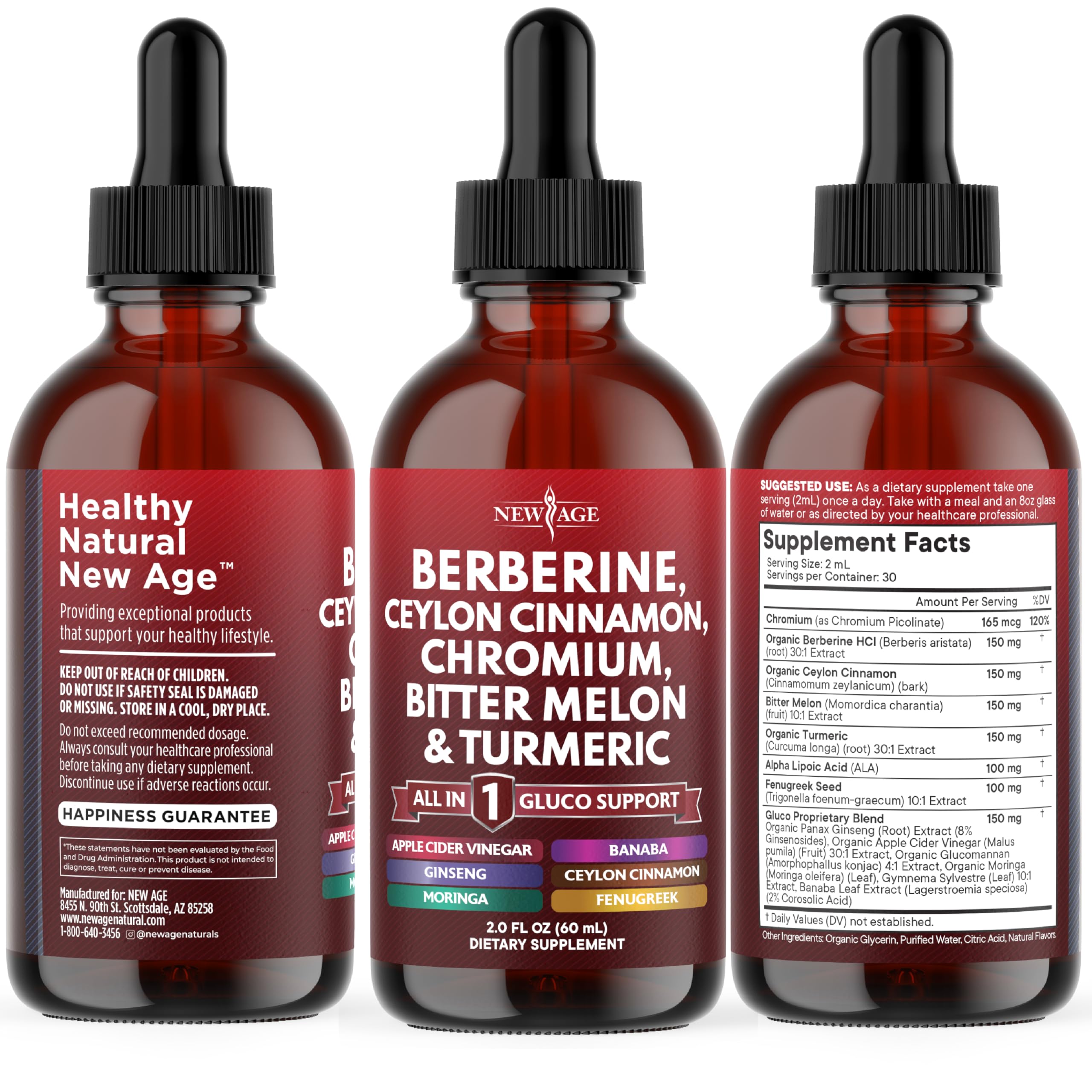 NEW AGE Berberine Cinnamon drops on kitchen counter ready to mix