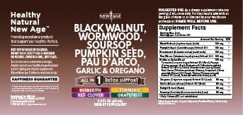NEW AGE Black Walnut Wormwood Cleanse Drops setup with herbs suggesting natural routine