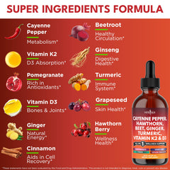 NEW AGE Cayenne Pepper Drops closeup on bottle for vitality