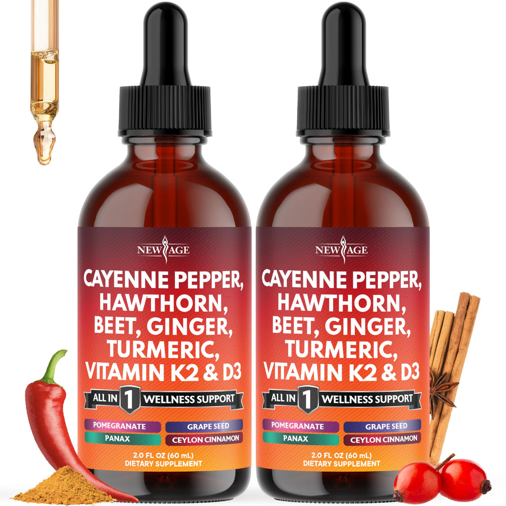 NEW AGE Cayenne Pepper Liquid Drops bottle pour for daily wellness support