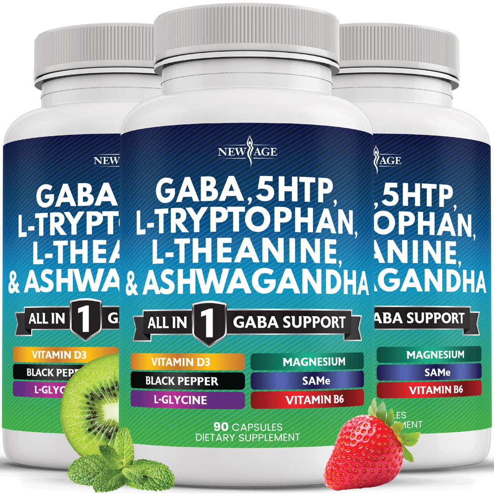 New Age GABA All-in-1 bottle front supports balanced mood and everyday calm.