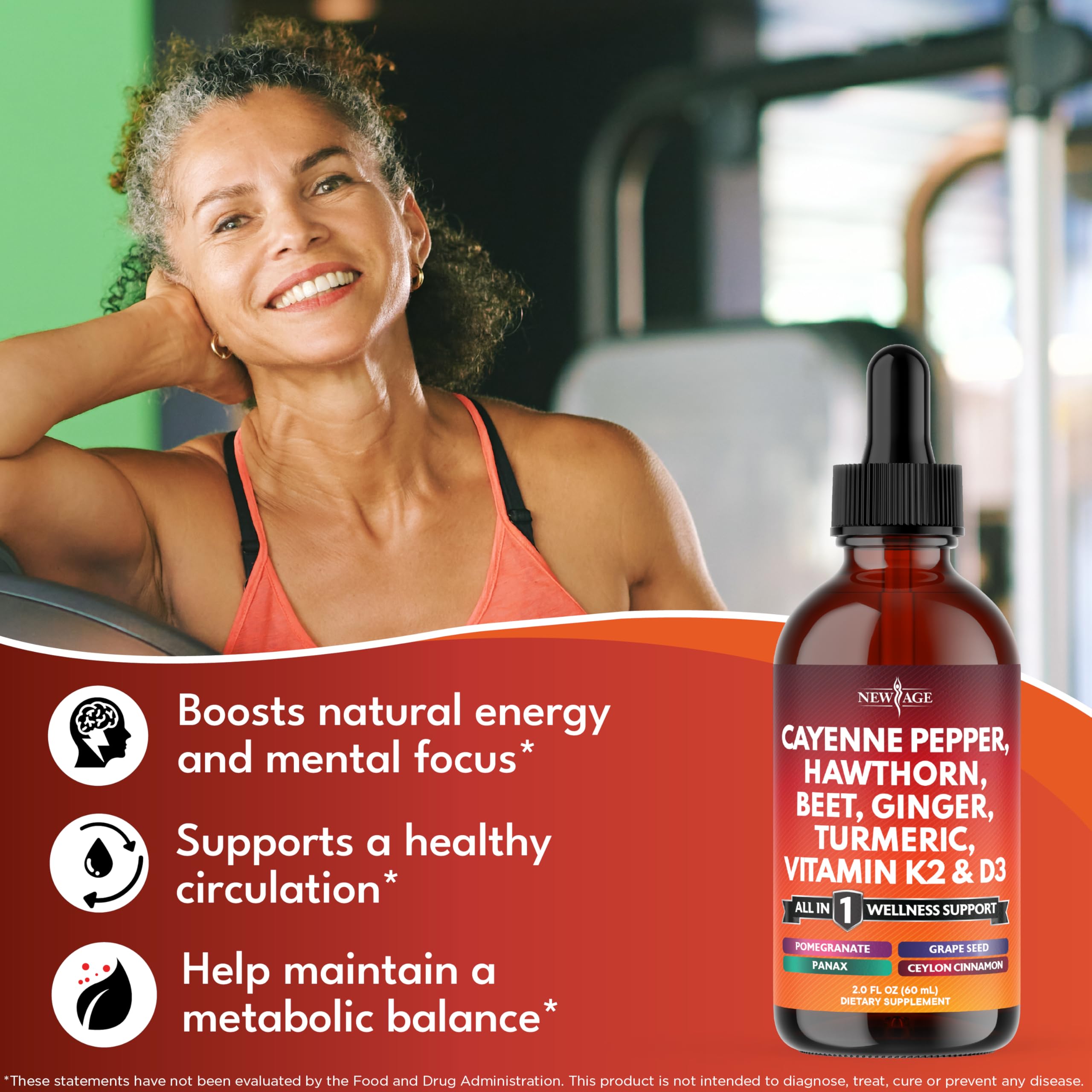 NEW AGE Hawthorn Berry Turmeric Liquid Drops blend for easy daily use