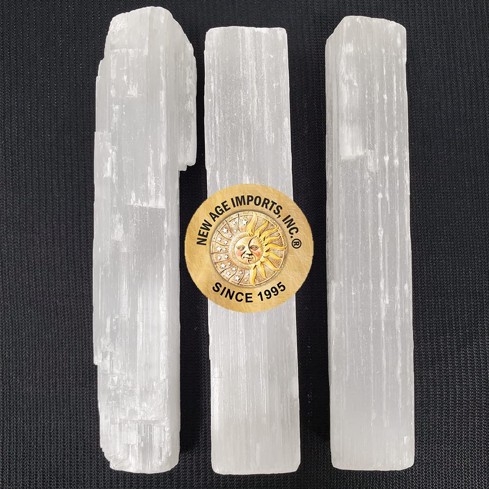New Age Imports selenite sticks 4in on display for home protection and balance