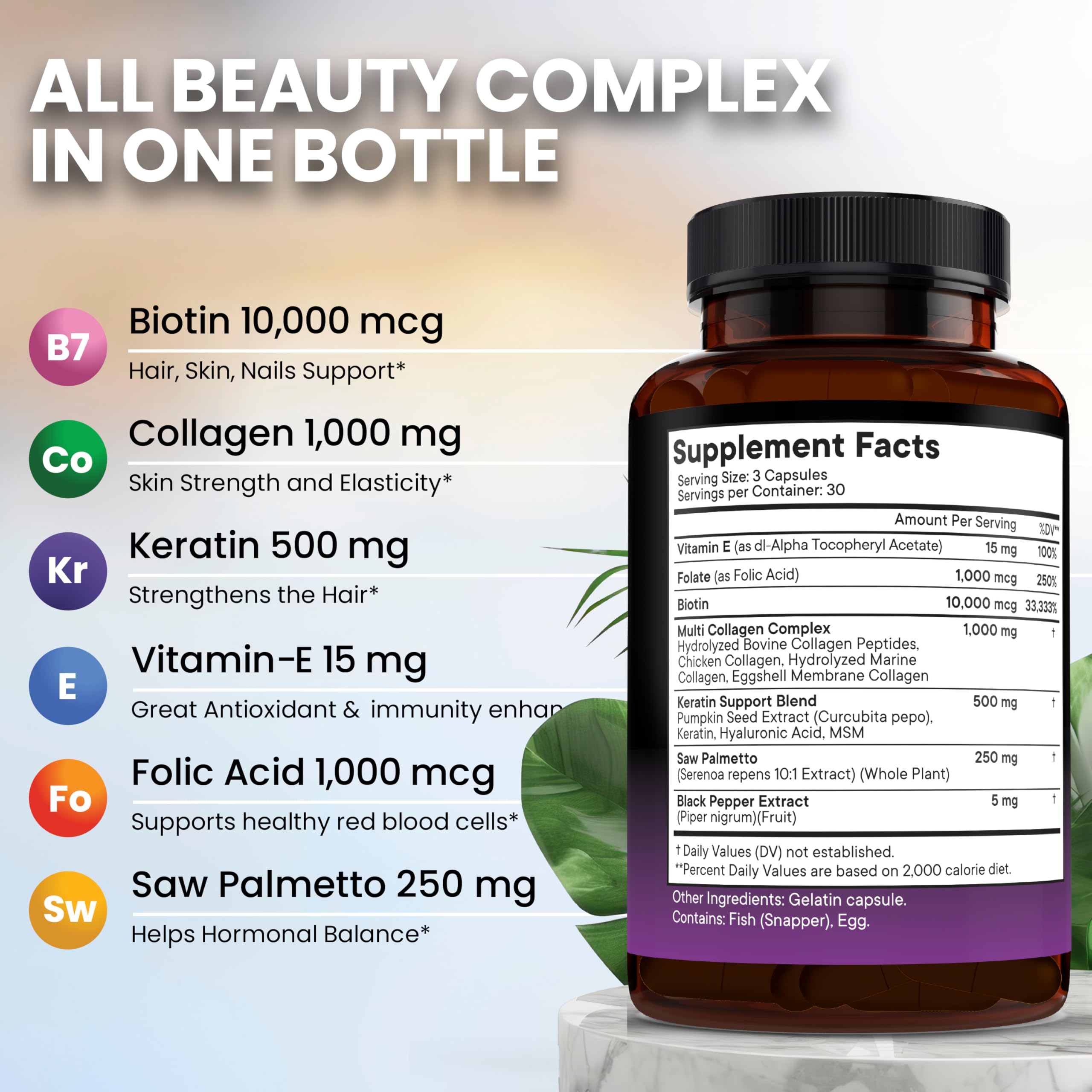 New Age label closeup displays ingredients and serving details for informed use.