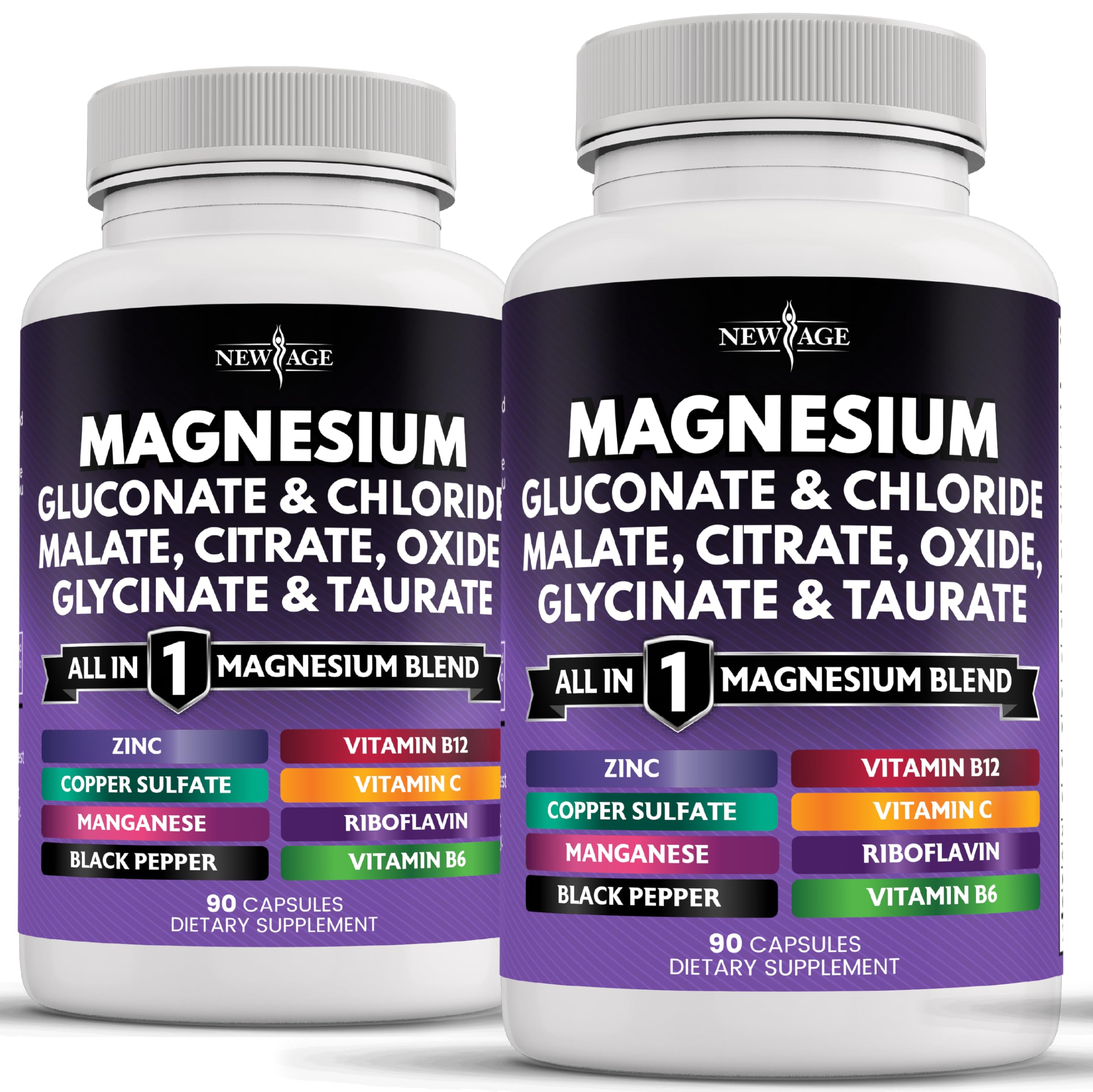 NEW AGE Magnesium Complex bottle closeup highlights a trusted daily supplement for wellness.