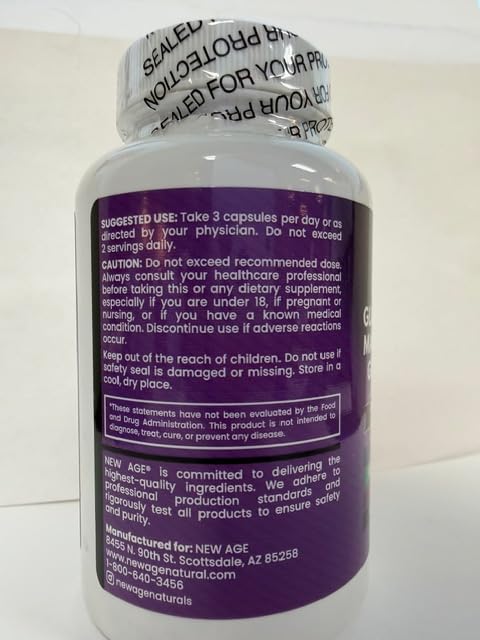 NEW AGE Magnesium Complex bottle on countertop signals everyday health support.