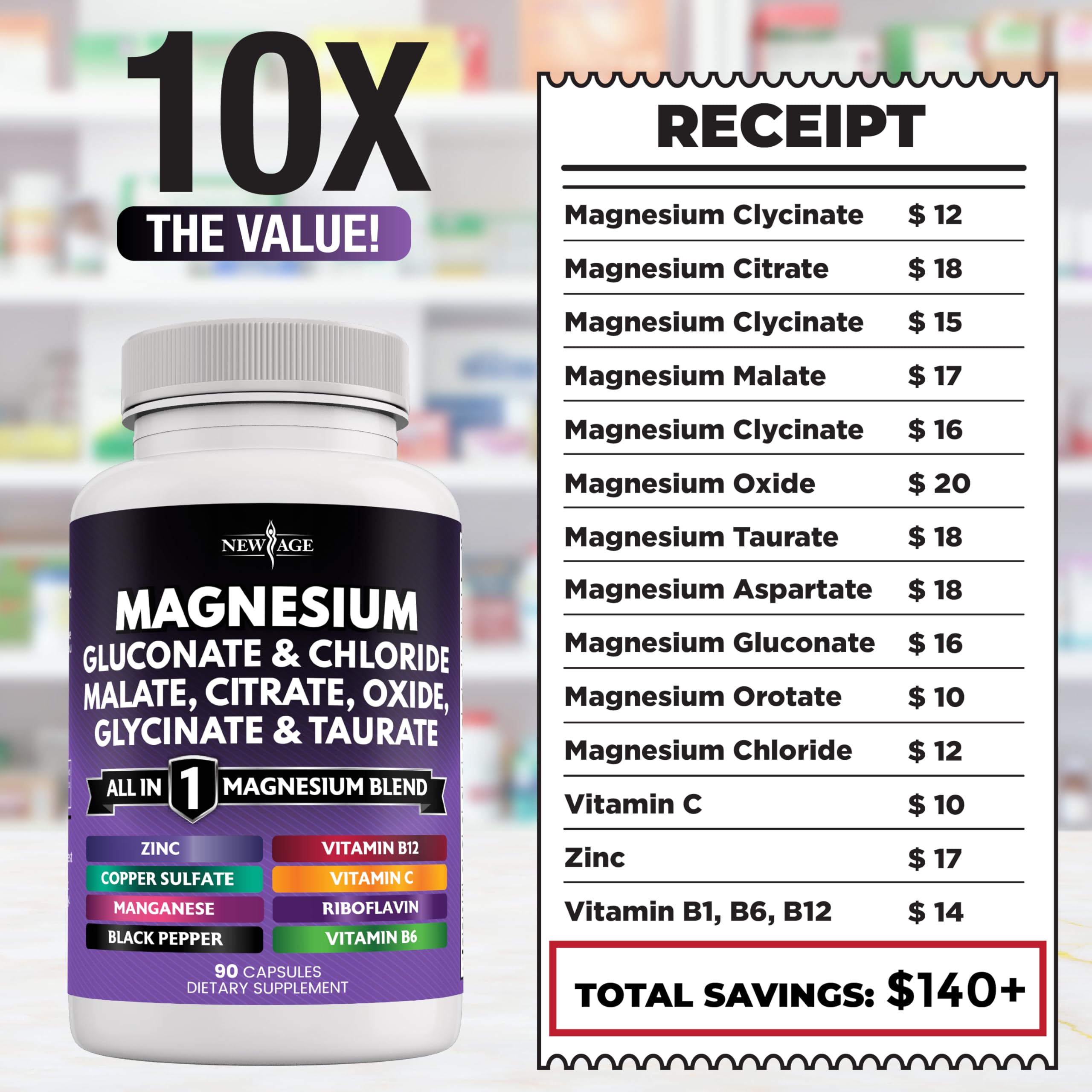 NEW AGE Magnesium Complex with Mn content seal emphasizes quality assurance.