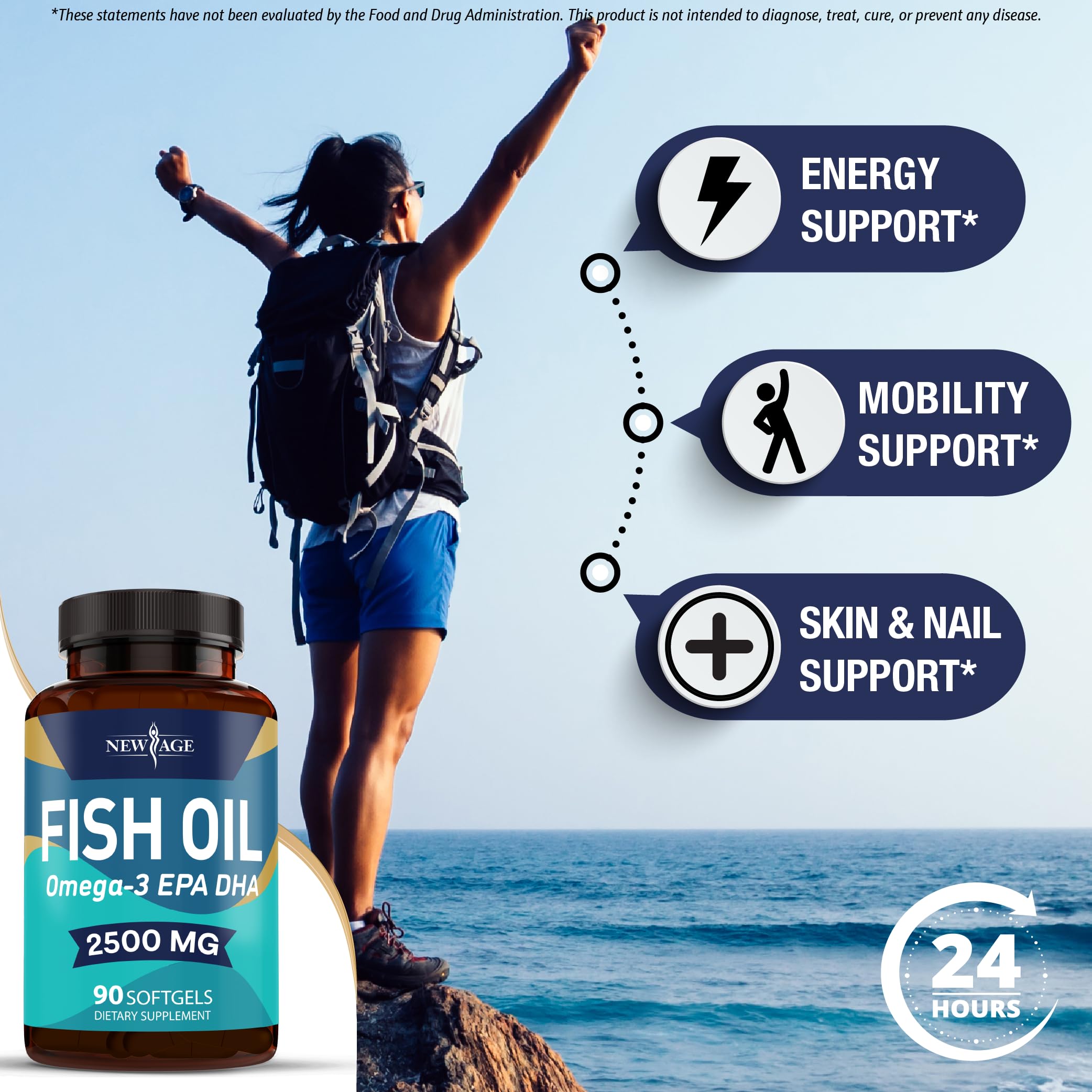 NEW AGE Omega 3 purity seal highlights filtration and purity