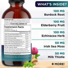 Close-up of New Age Lymphatic Drops label emphasizing organic ingredients