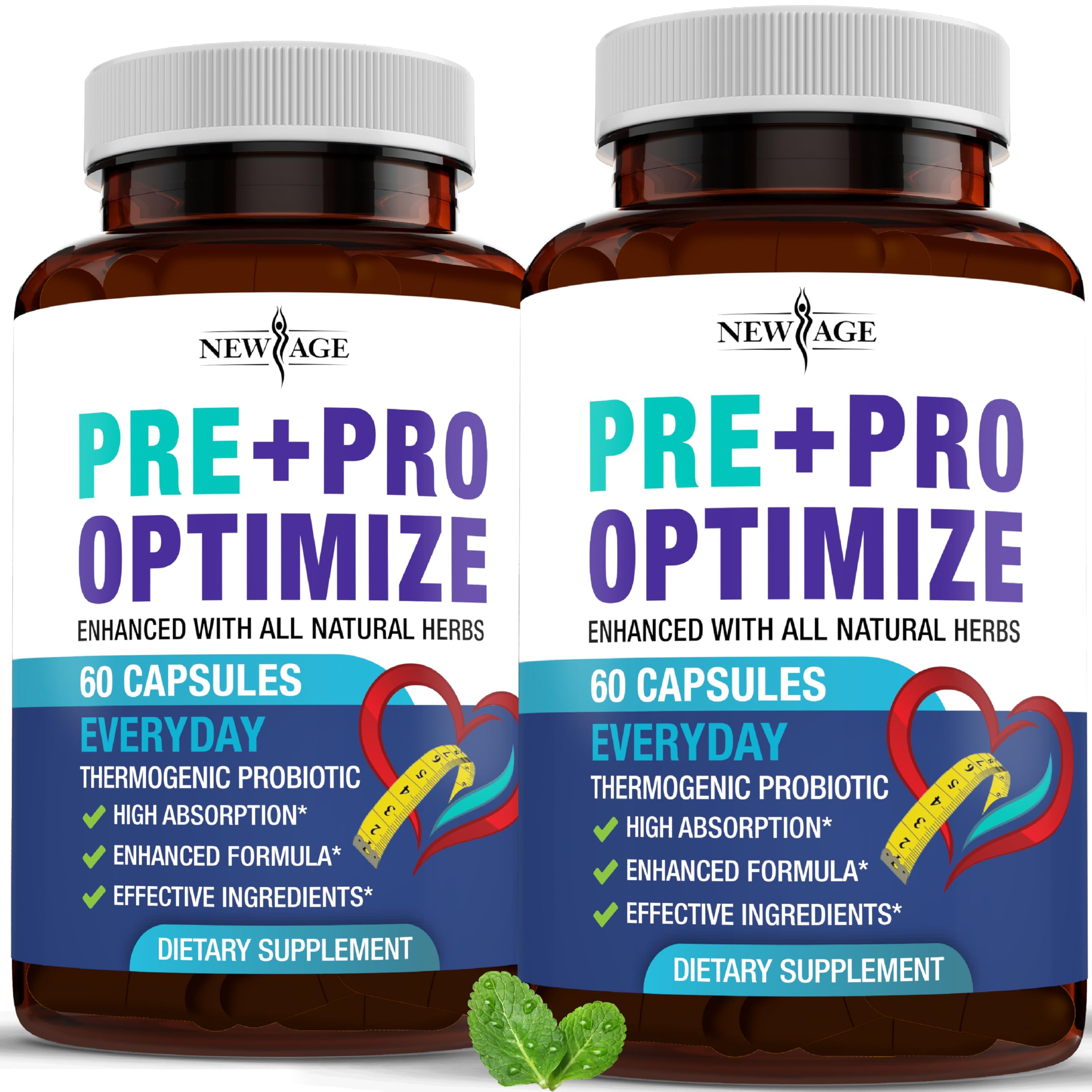 NEW AGE Pro Optimize bottle front view for menopause support and gut health.