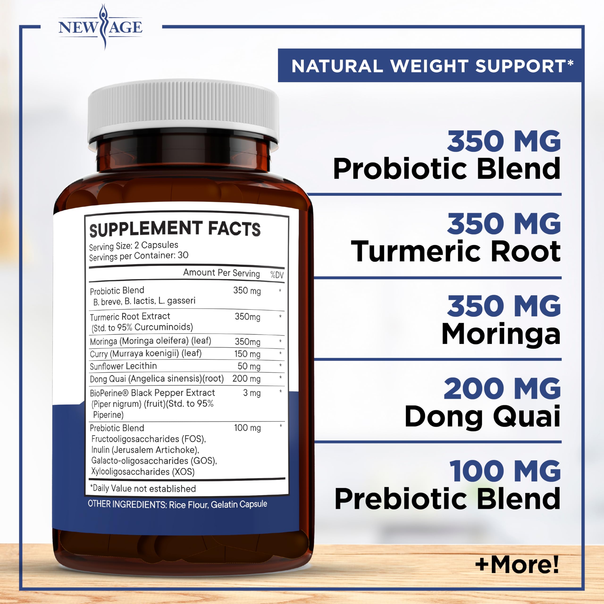 New Age Pro Optimize Probiotics label highlights 70B CFU potency