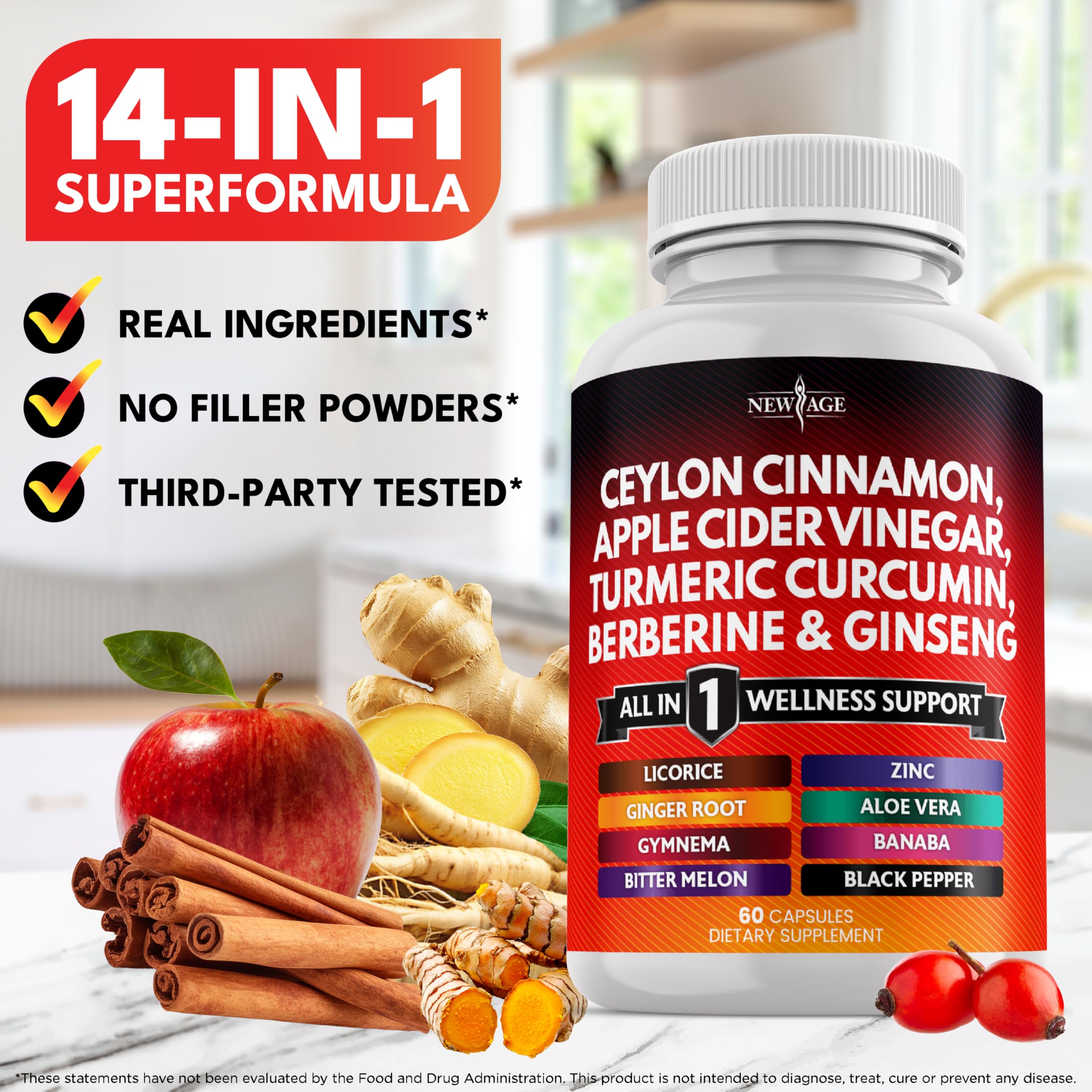 New Age turmeric black pepper capsules bottle highlighting enhanced absorption